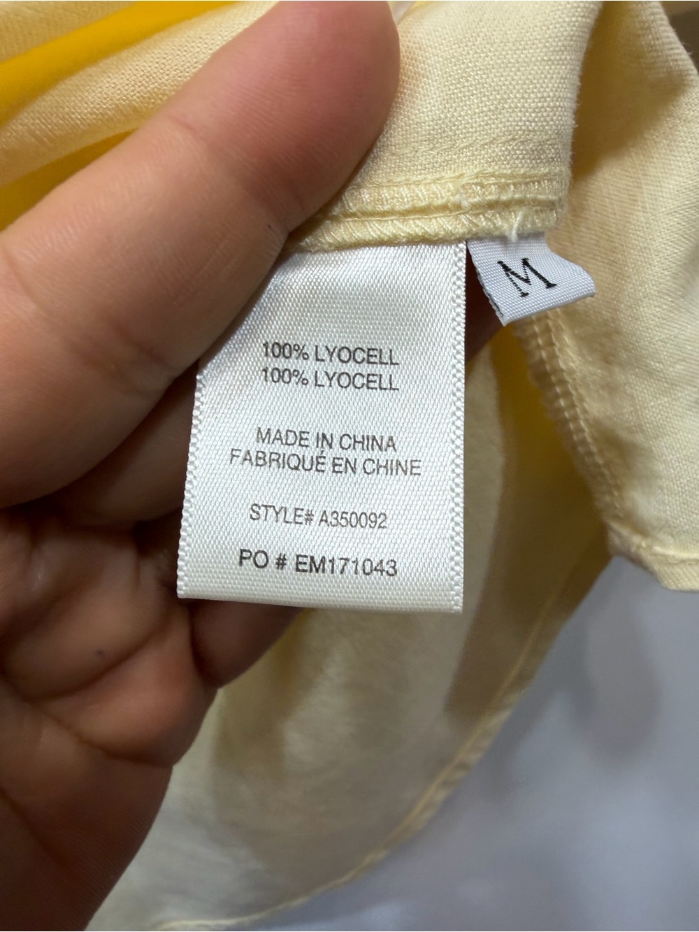 Side Stitch LA 100% Lyocell Button Front Roll Tab Blouse Yellow Size Medium - Picture 9 of 11